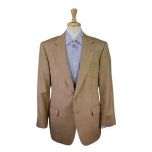 Brooks Brothers Blazer Gold Herringbone Wool Silk Linen Sportcoat 44R